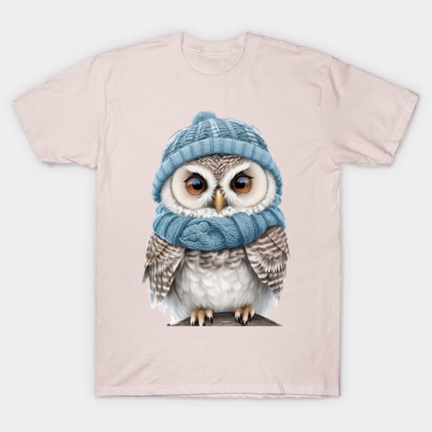 Winter Whimsy: Owl in Woolly Hat and Scarf T-Shirt by susiesue